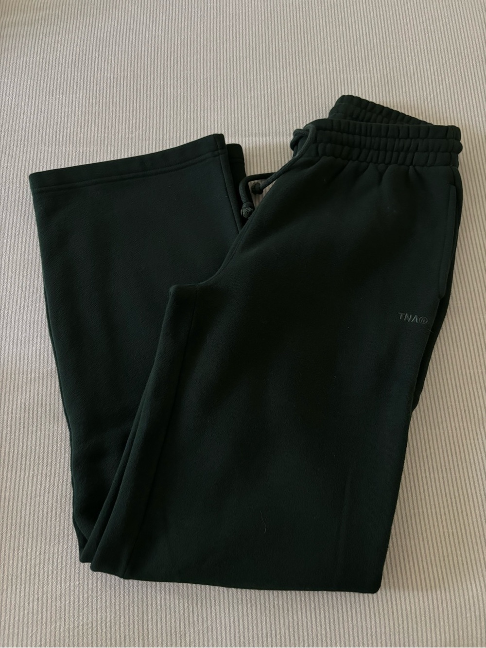 TNA Green Cozy Sweatfleece Boyfriend Wide Sweatpant NWOT
